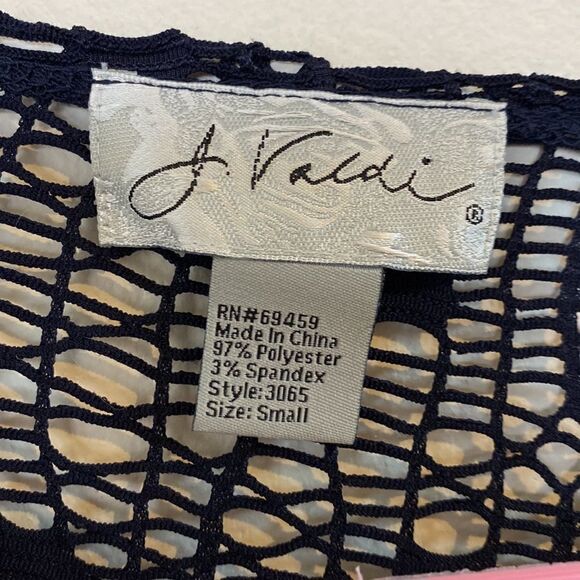 J Valdi Swimsuit Crocheted Cover-up Navy Blue Small - Picture 3 of 4